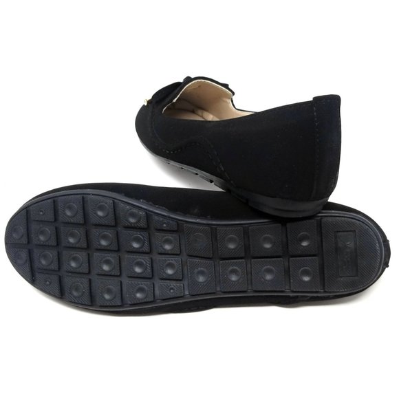 Women's Loafer Buckle Bow Flats, BT-3038 Black - Picture 5 of 5